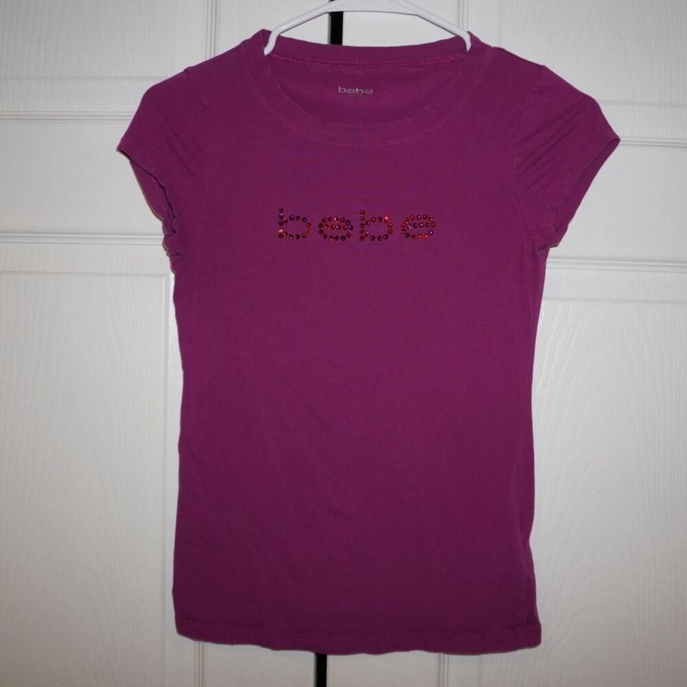 Bebe Women's Purple and Pink T-shirt